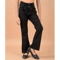 CRIMSOUNE CLUB Bootcut High Waist Solid Jeans - Black-picture-10