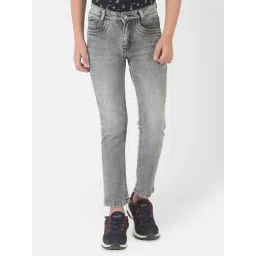 Crimsoune Club Boy Grey Solid Light Faded Jeans-picture-45