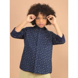 Crimsoune Club Boys Brown Cotton Floral Shirt-picture-34