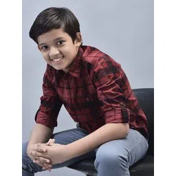 crimsoune club Boys Checked Slim Fit Shirt with Patch Pocket-picture-51