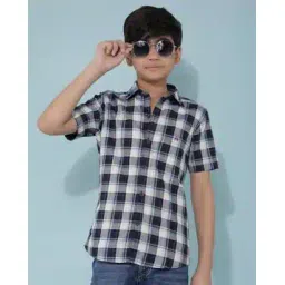 crimsoune club Boys Checked Slim Fit Shirt with Spread Collar-picture-47
