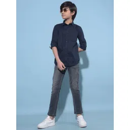 Crimsoune Club Boys Classic Slim Fit Spread Collar Long Sleeves Cotton Casual Shirt-picture-55