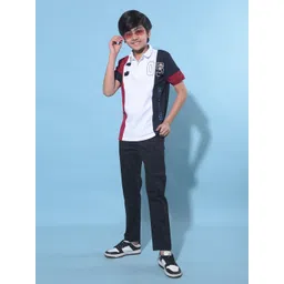 Crimsoune Club Boys Colourblocked Polo Collar Short Sleeves Slim Fit T-shirt-picture-40