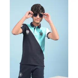 Crimsoune Club Boys Colourblocked Polo Collar Slim Fit Cotton T-shirt-picture-42