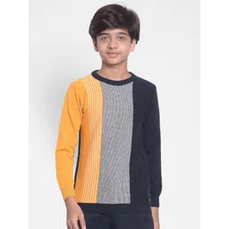 Crimsoune Club Boys Colourblocked Ribbed Pure Cotton Pullover-picture-10
