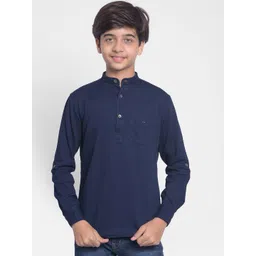 Crimsoune Club Boys Mandarin Collar Pure Cotton Denim Kurta-picture-40
