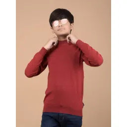 Crimsoune Club Boys Maroon Solid Full Sleeves Sweater-picture-29