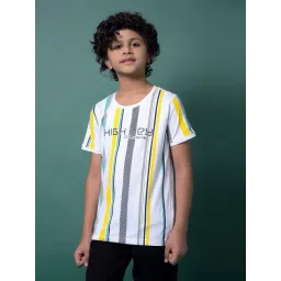 Crimsoune Club Boys Multi Color Cotton Slim Fit Striped T-Shirt-picture-28