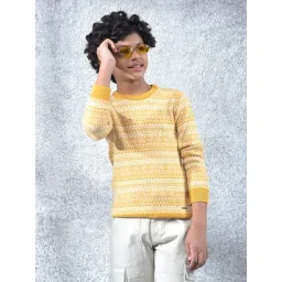 Crimsoune Club Boys Mustard Regular Fit Self Design Sweater-picture-38