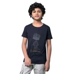 Crimsoune Club Boys Navy Blue Cotton Regular Fit Embellished T-Shirt-picture-14