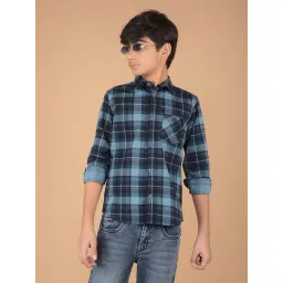 Crimsoune Club Boys Navy Cotton Checks Shirt-picture-10