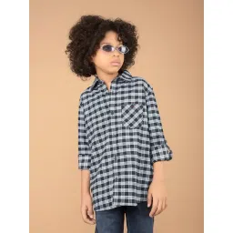 Crimsoune Club Boys Navy Cotton Checks Shirt-picture-28