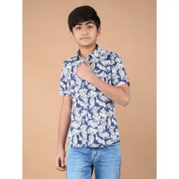 Crimsoune Club Boys Navy Cotton Floral Shirt-picture-21