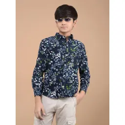 Crimsoune Club Boys Navy Cotton Floral Shirt-picture-22