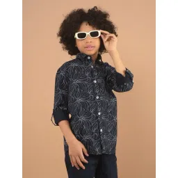 Crimsoune Club Boys Navy Cotton Printed Shirt-picture-24