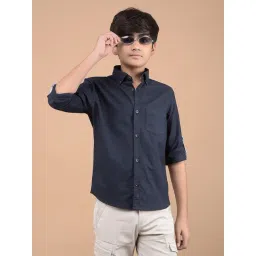Crimsoune Club Boys Navy Cotton Solid Full Sleeves Shirt-picture-37