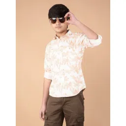 Crimsoune Club Boys Peach Cotton Floral Shirt-picture-40