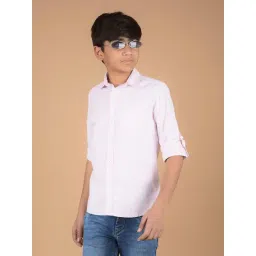 Crimsoune Club Boys Pink Cotton Striped Shirt-picture-30