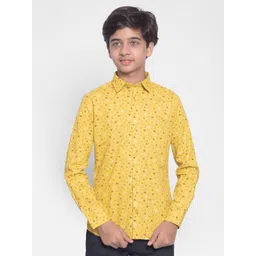 Crimsoune Club Boys Printed Classic Slim Fit Cotton Casual Shirt-picture-44
