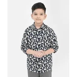 crimsoune club Boys Printed Slim Fit Shirt with Cuffed Sleeves-picture-27