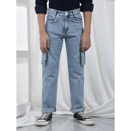 Crimsoune Club Boys Pure Cotton Straight Fit Mid-Rise Light Fade Stretchable Cargo Jeans-picture-31