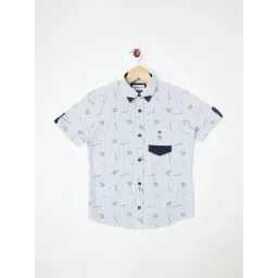 Crimsoune Club Boys Sky Blue Cotton Striped Shirt-picture-10