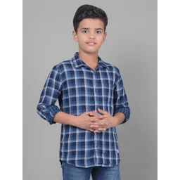Crimsoune Club Boys Slim Fit Tartan Checked Casual Shirt-picture-13