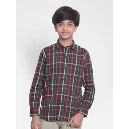 Crimsoune Club Boys Slim Fit Tartan Checked Pure Cotton Casual Shirt-picture-32