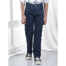 Crimsoune Club Boys Straight Fit Mid-Rise Light Fade Stretchable Cargo Styles Cotton Jeans-picture-28