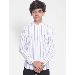 Crimsoune Club Boys Striped Band Collar Pure Cotton Straight Kurta-picture-26