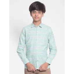 Crimsoune Club Boys Striped Classic Slim Fit Cotton Casual Shirt-picture-38