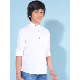 Crimsoune Club Boys Striped Cotton Thread Work Roll-Up Sleeves Anarkali Kurta-picture-21