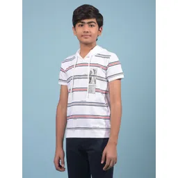 Crimsoune Club Boys Striped Hooded Slim Fit Cotton T-shirt-picture-37