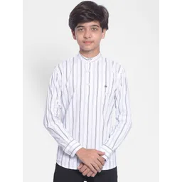 Crimsoune Club Boys Striped Woven Design Mandarin Collar Pure Cotton Kurta-picture-17