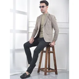 Crimsoune Club Checked Notched Lapel Long Sleeves Single-Breasted Blazers-picture-22