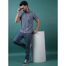 Crimsoune Club Checked Spread Collar Pure Cotton Classic Slim Fit Pocket Shirt-picture-13