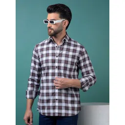 Crimsoune Club Classic Slim Fit Spread Collar Tartan Checks Checked Cotton Shirt-picture-41