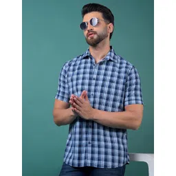 Crimsoune Club Classic Slim Fit Spread Collar Tartan Checks Checked Cotton Shirt-picture-19