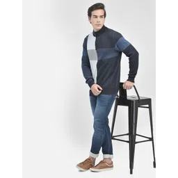 Crimsoune Club Colourblocked Mock Collar Pure Cotton Sweater-picture-23