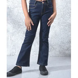 CRIMSOUNE CLUB Cotton Denim Solid Boot Cut Jeans - Blue-picture-24