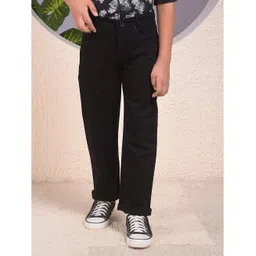 CRIMSOUNE CLUB Cotton Denim Solid Jeans - Black-picture-26