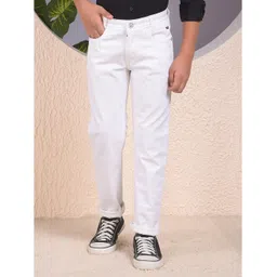 CRIMSOUNE CLUB Cotton Denim Solid Jeans - White-picture-14