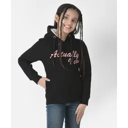 CRIMSOUNE CLUB Cotton Full Sleeves Actually I Can Text Printed Sweatshirt - Black-picture-18