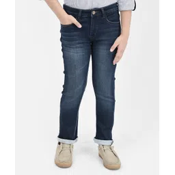 CRIMSOUNE CLUB Cotton Solid Jeans -   Navy-picture-11