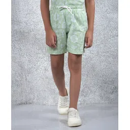 CRIMSOUNE CLUB Cotton Woven Green Tea Text Printed Shorts - Multi Colour-picture-12