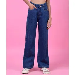 CRIMSOUNE CLUB Cotton Woven Solid Jeans - Blue-picture-40