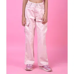 CRIMSOUNE CLUB Cotton Woven Solid Jeans - Pink-picture-16