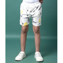CRIMSOUNE CLUB Cotton Woven Street Culture Text Printed Shorts - White-picture-15