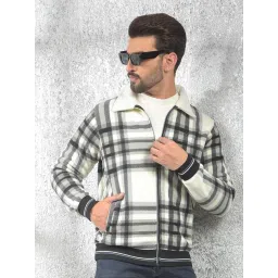 Crimsoune Club Cream Polyester Regular Fit Checked Jacket-picture-27