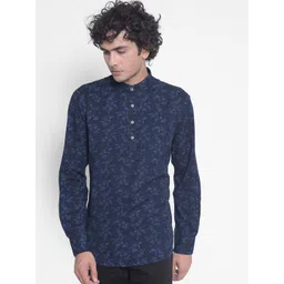 Crimsoune Club Floral Printed Band Collar Pure Cotton Kurta-picture-11